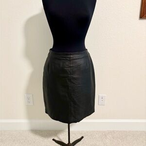 Clio Black Leather Pencil Skirt